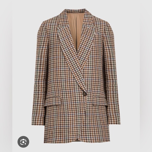 EUC BRUNELLO CUCINELLI beige plaid jacket with eco brass size IT40 US6 - Picture 1 of 12